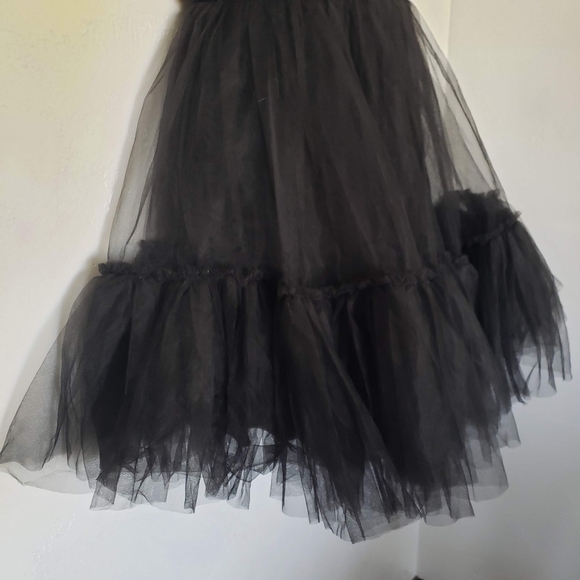 Black Tube Top Mini Dress Tulle Frilly Girly Cocktail Event Party GNO Sexy - Picture 7 of 8